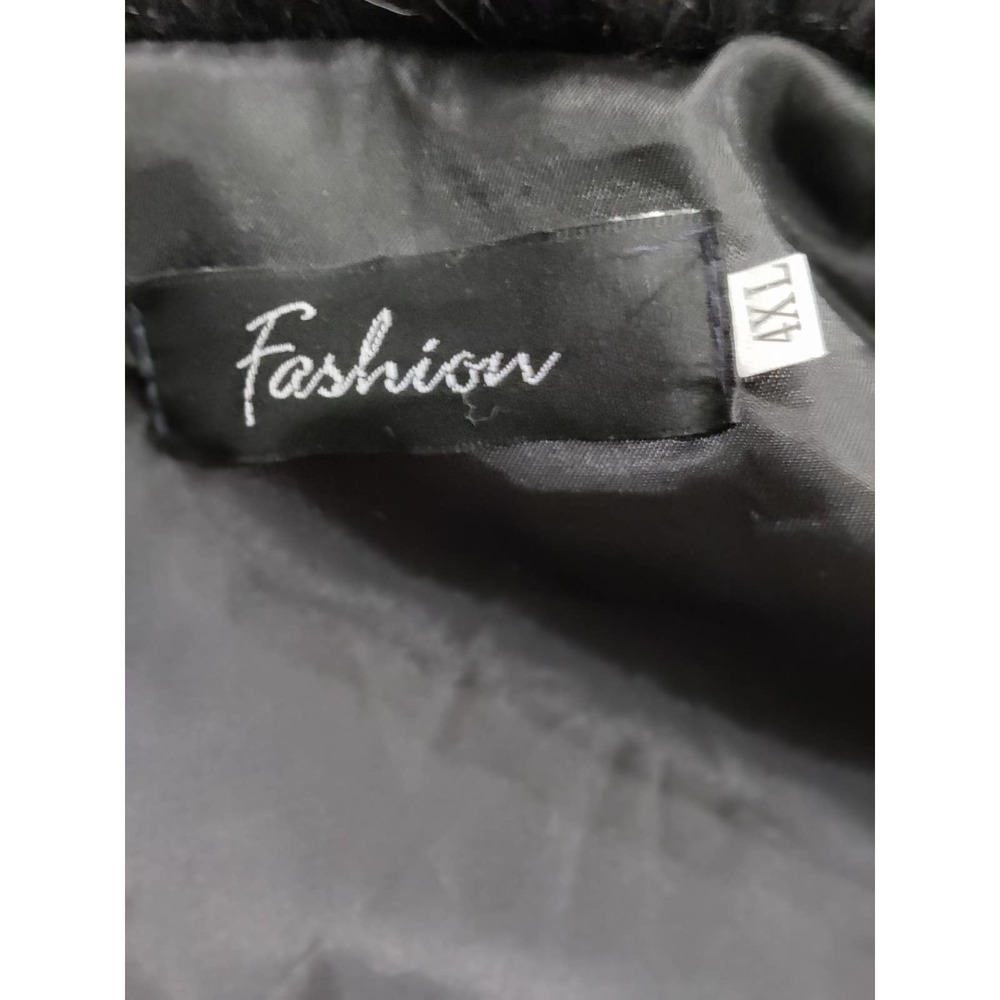 Pre-Owned Fashion Black/Brown Faux Leather and Faux Fur Jacket Size Large - Picture 3 of 3